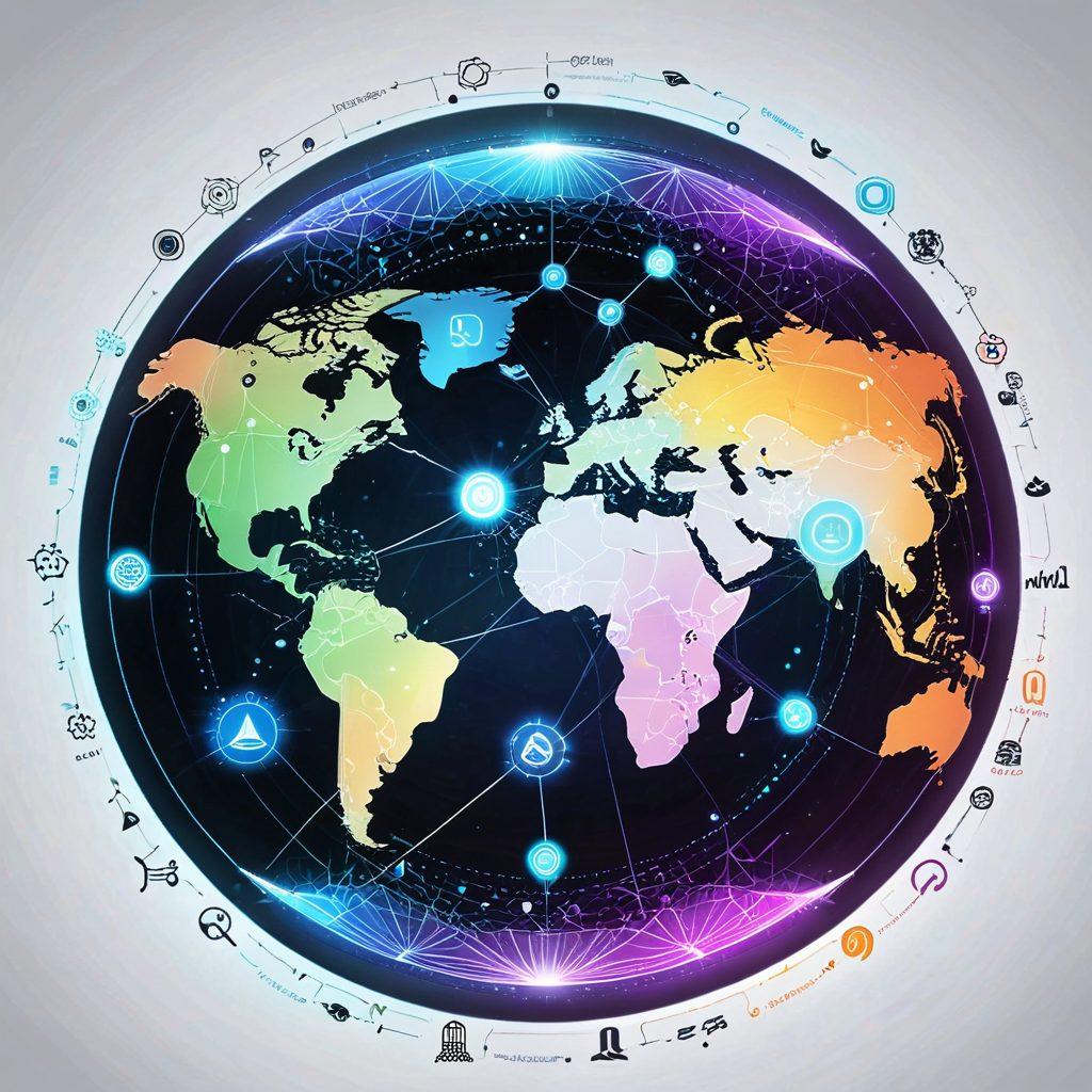 A futuristic digital interface with interconnected data streams flowing into a glowing central hub, representing the transformation of raw data into illuminating insights. Diverse icons of online platforms orbiting the hub, symbolizing the source of information. Background of a holographic world map showing global data spread. super-realistic. vibrant colors. white background.